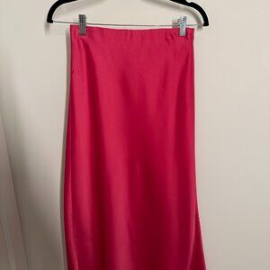 Dynamite pink satin midi skirt
